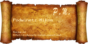 Podwinetz Miksa névjegykártya